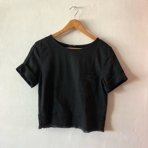 7 for All Mankind Zip Up Crop Denim Shirt